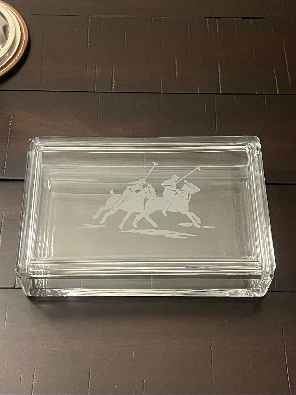 Ralph Lauren Polo Themed Crystal Dresser Box Desk Object Trinket Vintage
